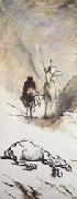 Honore  Daumier Don Quixote and the Dead Mule oil on canvas